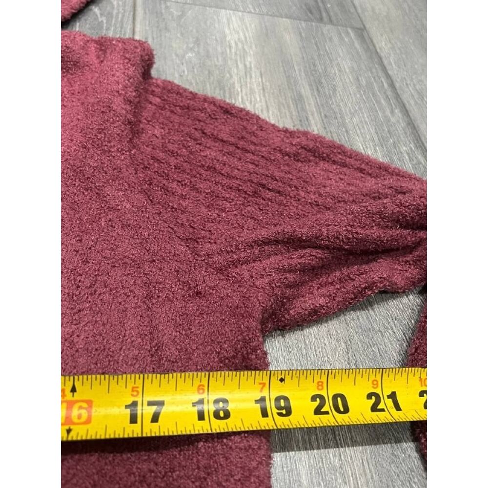 Barefoot Dreams CozyChic Lite Relaxed Hooded Cardigan Pockets Berry M A006831 - Picture 5 of 10